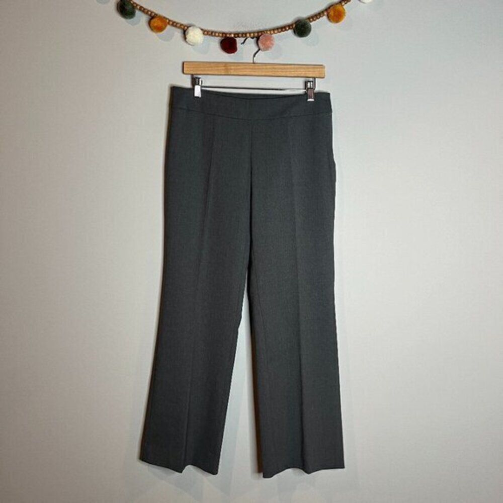 D. Exterior grey wool blend dress pants